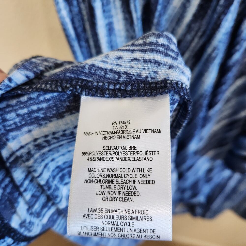 BCBG Maxazria Sleeveless V-Neck Jersey Faux Wrap Dress Retro Blue Size Large - Picture 7 of 7